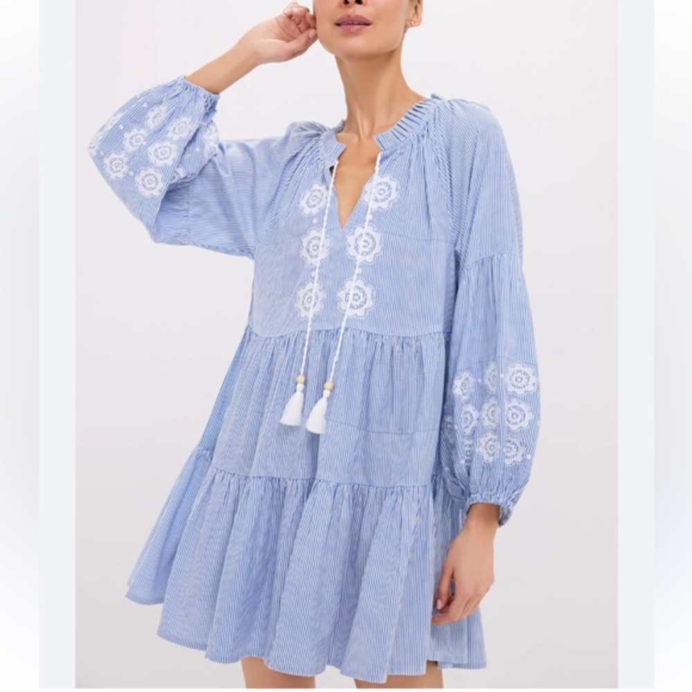 NWT! Tuckernuck Beach Embroidered Nautical Stripe Sea Breeze Coverup